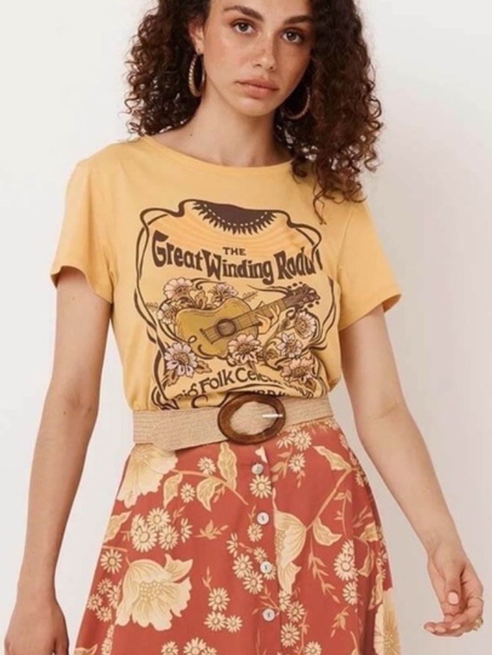 Spell Beige Graphic Crop Tee